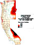 Deposition of curium-242 in California, Oregon and Washington 1951-1962.