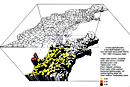 Deposition of curium-242 in the Northeast United States, 1951-1962 (prism box map)
