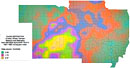 Curium-242 deposition in the Midwest, 1951-1962 shown as a color gradient map.