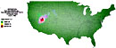 Fallout pattern from shot Sedan, detonated at the Nevada Test Site on July 6, 1962. Gradient map.