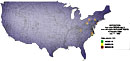 Fallout pattern from shot Sedan, July 10, 1962. Gradient map. 