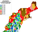 Deposition of radioactive bromine (Br82) in the Northeast United States, 1951-1962.