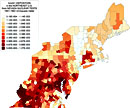 Deposition of americium-241 in the Northeastern United States, from nuclear testing at the Nevada Test Site, 1951-1962.
