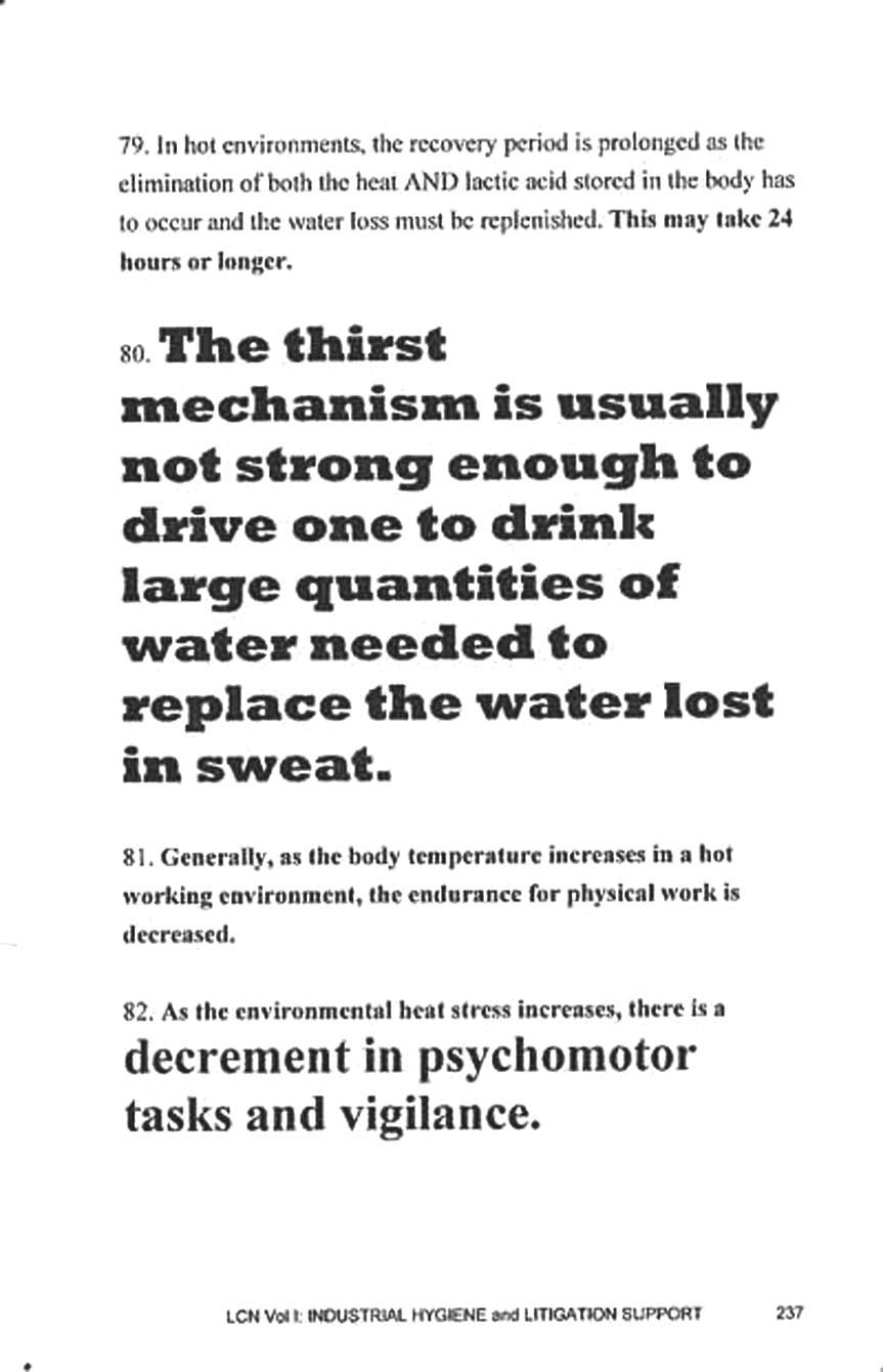 Heat Stress Page from Legis Concise Notes.